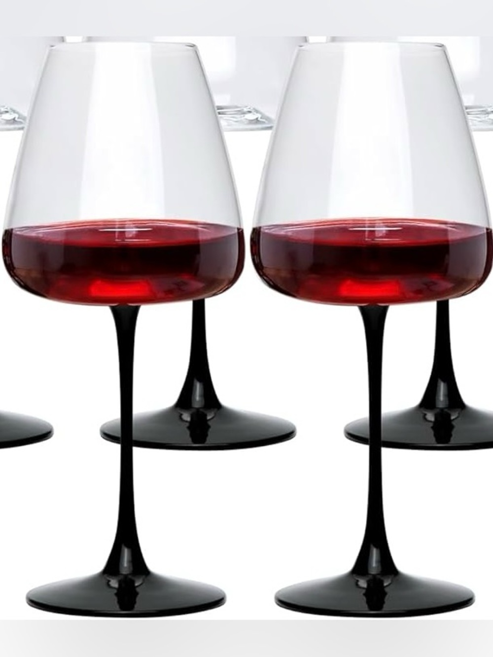 NIB - 2pc Onyx Brand Black Stem Wine Glasses